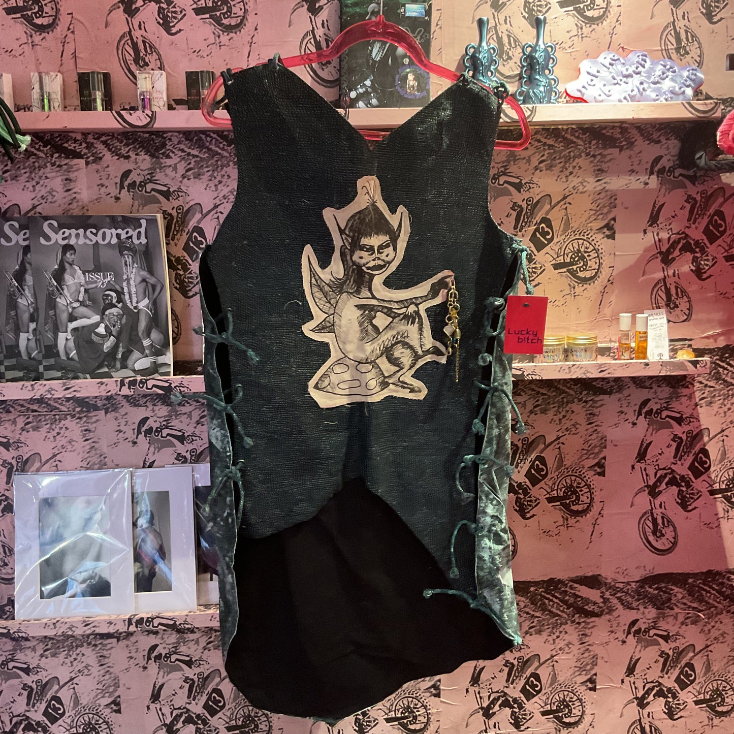SHANE PRESTON Green Leather Nymph Vest