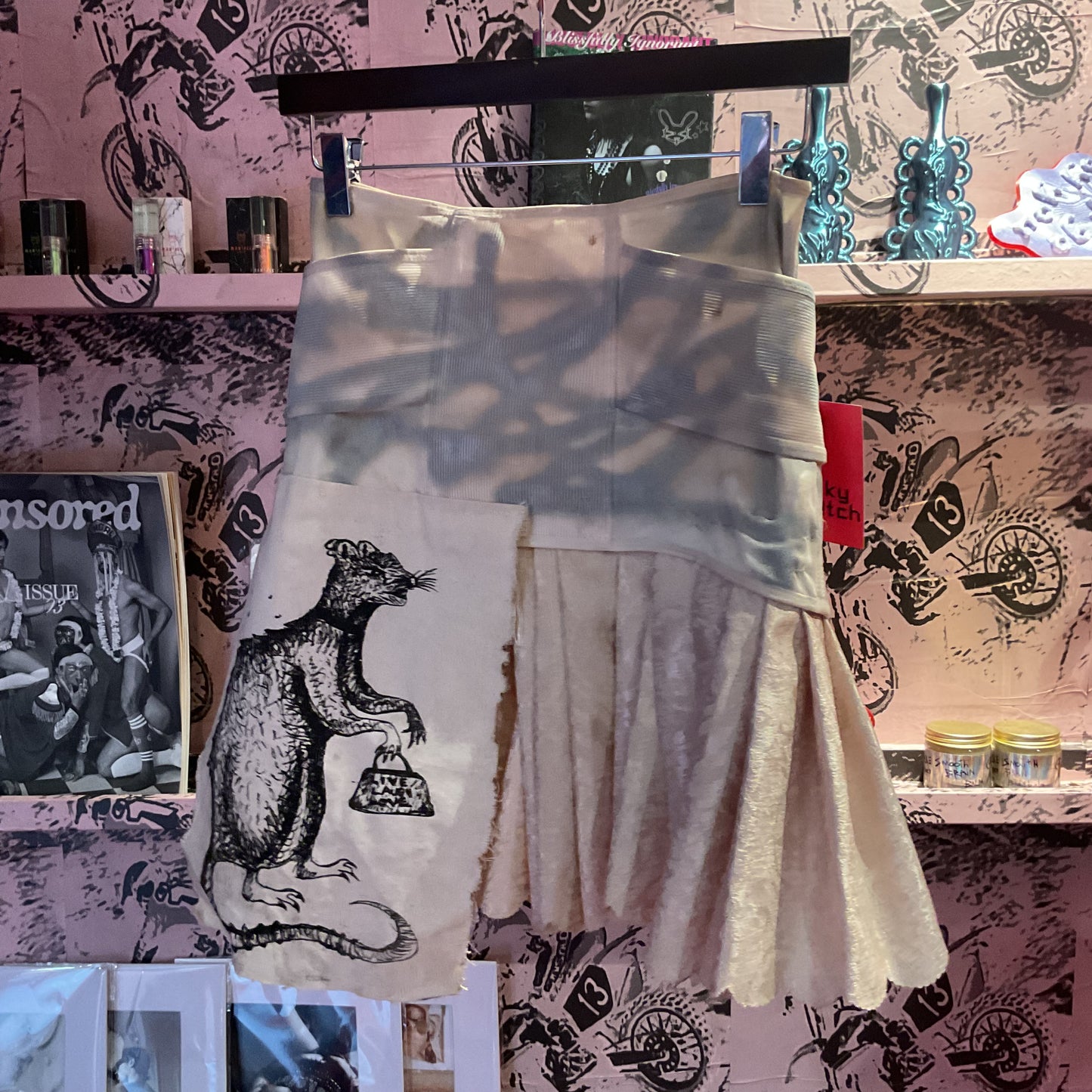 SHANE PRESTON Beige Pleated Rat Skirt