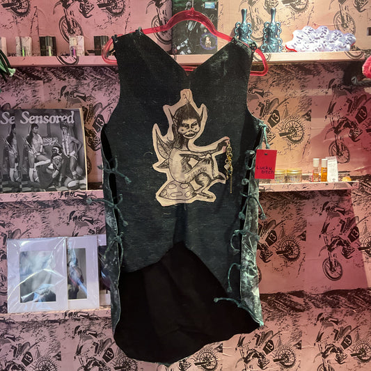 SHANE PRESTON Green Leather Nymph Vest
